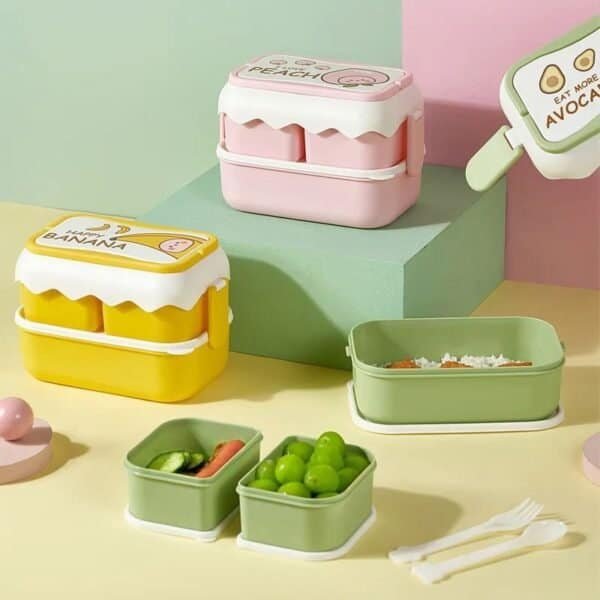 CUTE KIDS 2 LAYER LUNCH BOX