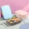 NEW STAINLESS STEEL 3 COMPARTMENT LUNCH BOX