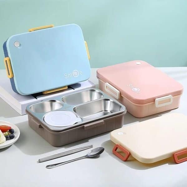 NEW STAINLESS STEEL 3 COMPARTMENT LUNCH BOX
