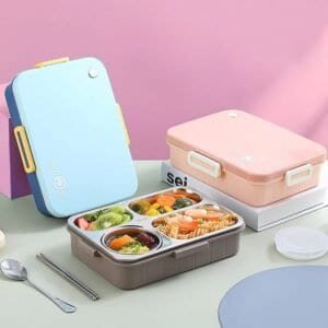 NEW STAINLESS STEEL 3 COMPARTMENT LUNCH BOX