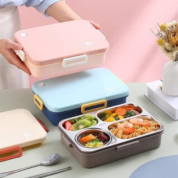NEW STAINLESS STEEL 3 COMPARTMENT LUNCH BOX