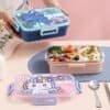 NEW STAINLESS STEEL PRINTED 3 COMPARTMENT LUNCH BOX